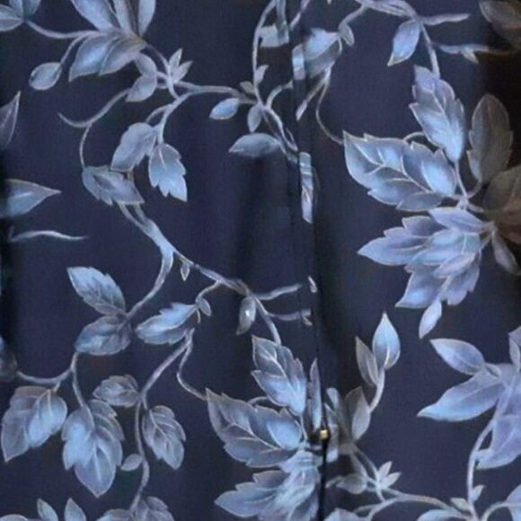 Vintage Blue Floral Print Shirt Mini Dress - Picture 8 of 13